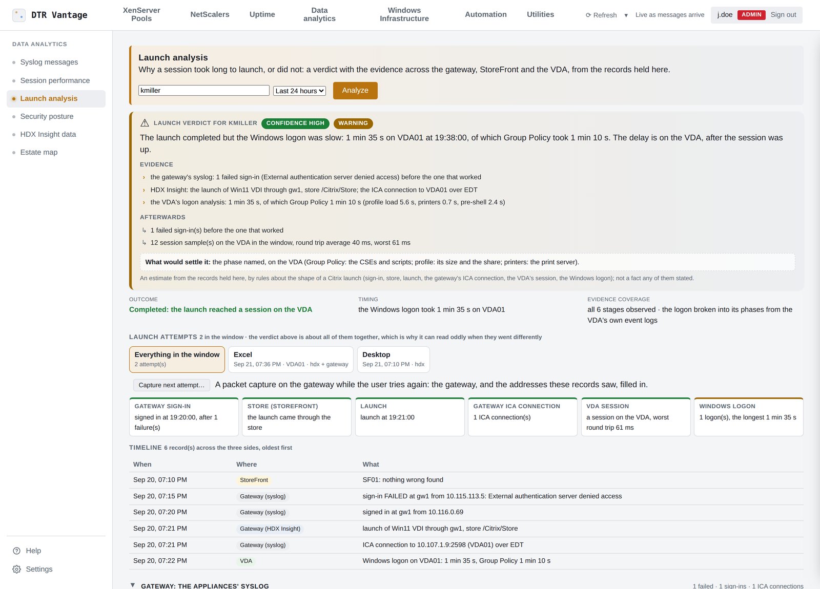 DTR Vantage Launch analysis: a verdict with evidence from the gateway, HDX Insight and the VDA